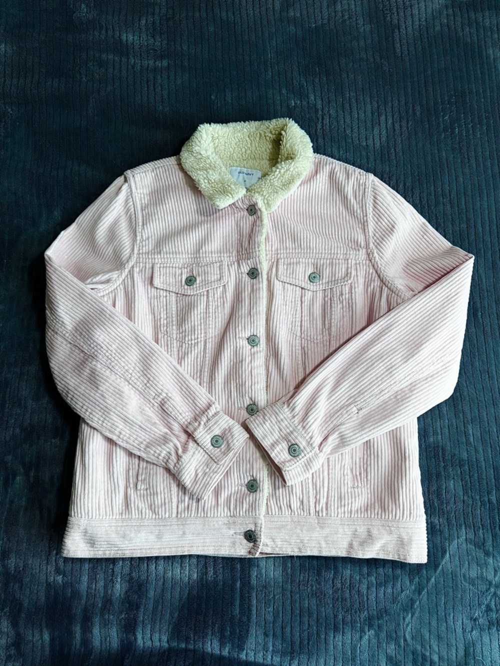 Old Navy Pink Sherpa Lined Corduroy Trucker Jacket Medium